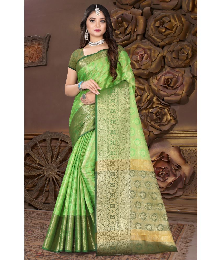     			LEELAVATI - Light Green Silk Saree With Blouse Piece ( Pack of 1 )