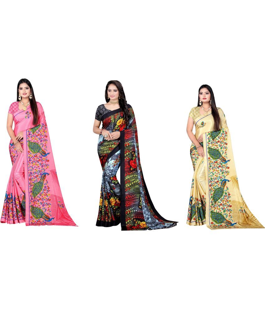     			LEELAVATI - Multicolor Crepe Saree With Blouse Piece ( Pack of 3 )