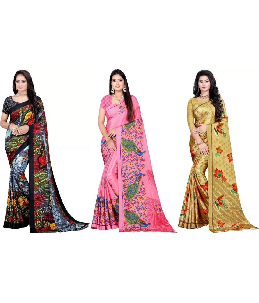     			LEELAVATI - Multicolor Crepe Saree With Blouse Piece ( Pack of 3 )