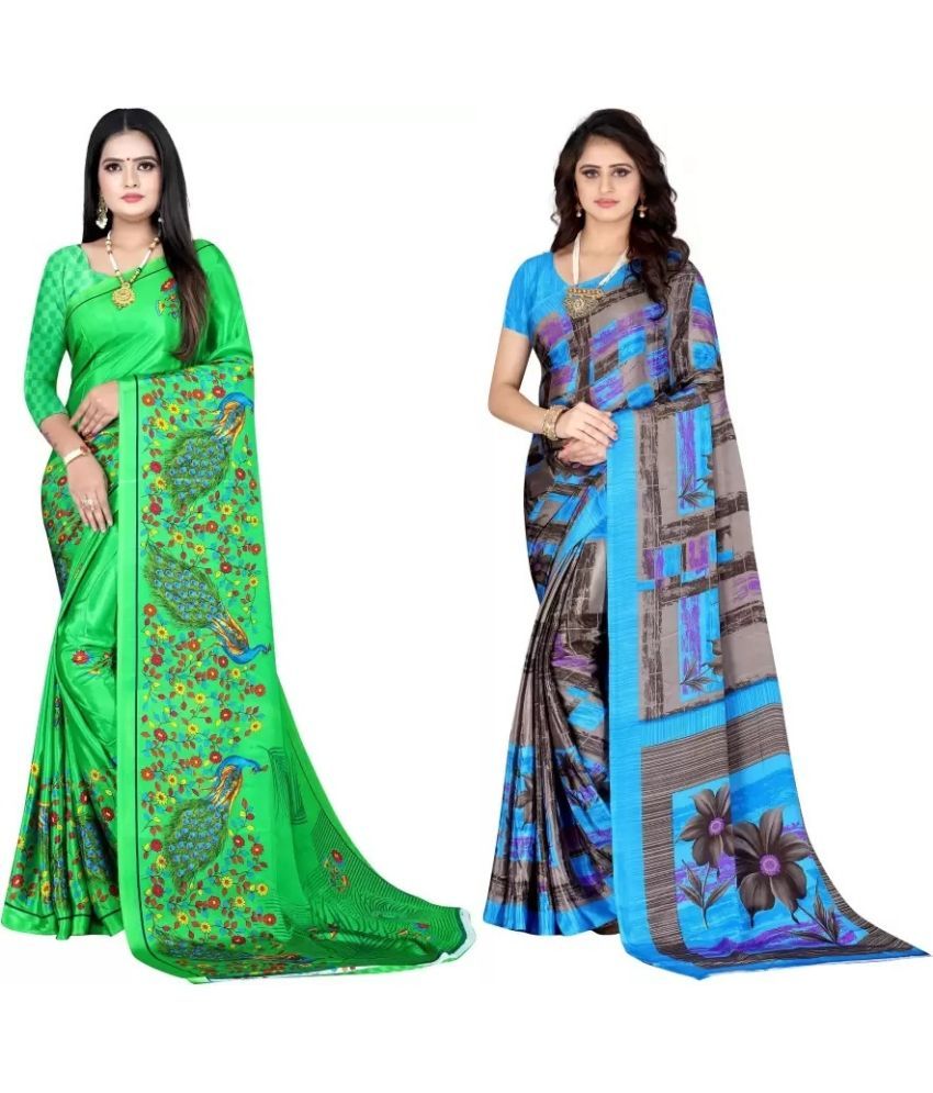     			LEELAVATI - Multicolor Crepe Saree With Blouse Piece ( Pack of 2 )