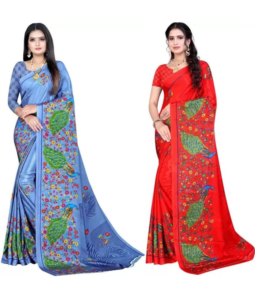     			LEELAVATI - Multicolor Crepe Saree With Blouse Piece ( Pack of 2 )