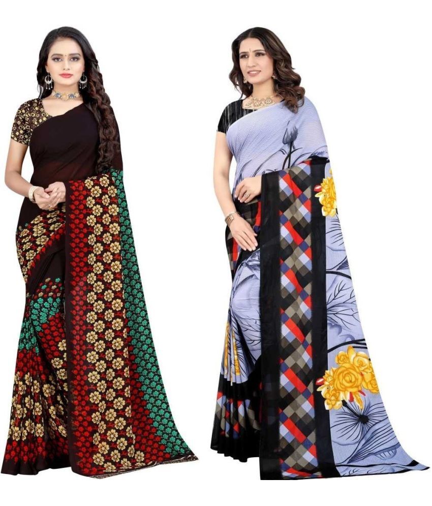     			LEELAVATI - Multicolor Georgette Saree With Blouse Piece ( Pack of 2 )