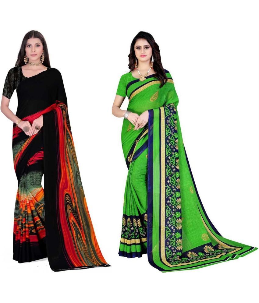     			LEELAVATI - Multicolor Georgette Saree With Blouse Piece ( Pack of 2 )