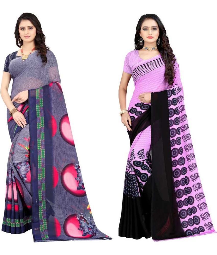     			LEELAVATI - Multicolor Georgette Saree With Blouse Piece ( Pack of 2 )