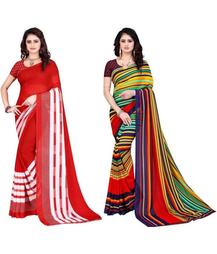     			LEELAVATI - Multicolor Georgette Saree With Blouse Piece ( Pack of 2 )