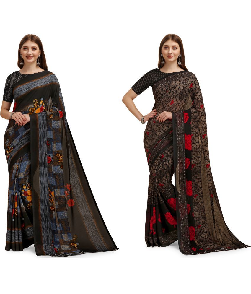     			LEELAVATI - Multicolor Georgette Saree With Blouse Piece ( Pack of 2 )