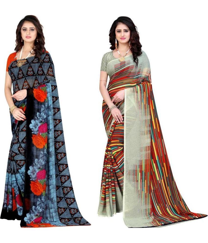     			LEELAVATI - Multicolor Georgette Saree With Blouse Piece ( Pack of 2 )