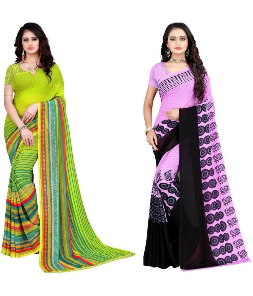     			LEELAVATI - Multicolor Georgette Saree With Blouse Piece ( Pack of 2 )