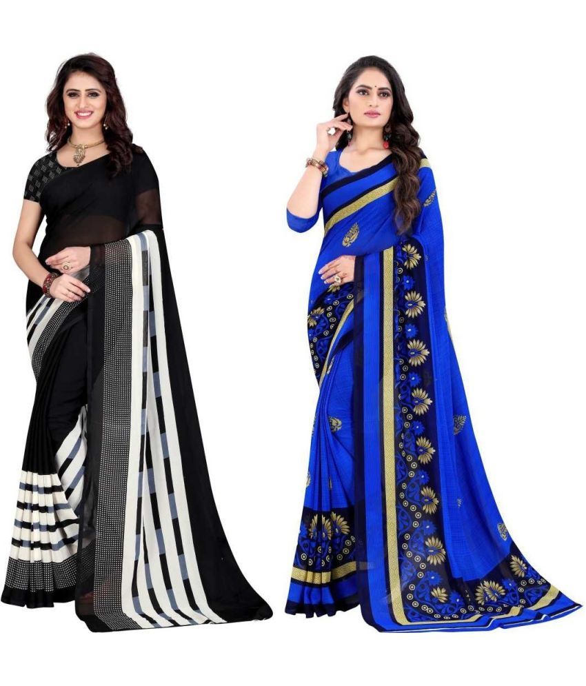     			LEELAVATI - Multicolor Georgette Saree With Blouse Piece ( Pack of 2 )