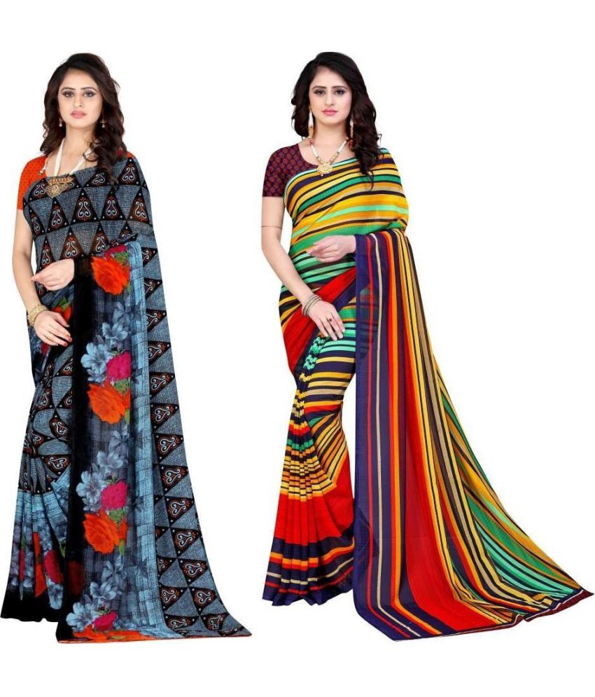     			LEELAVATI - Multicolor Georgette Saree With Blouse Piece ( Pack of 2 )