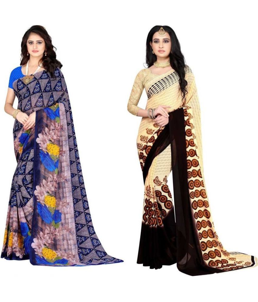     			LEELAVATI - Multicolor Georgette Saree With Blouse Piece ( Pack of 2 )