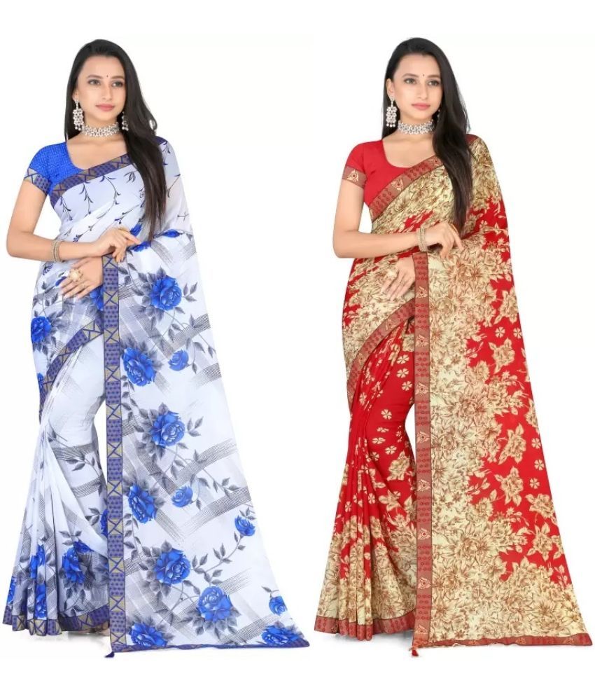     			LEELAVATI - Multicolor Georgette Saree With Blouse Piece ( Pack of 2 )