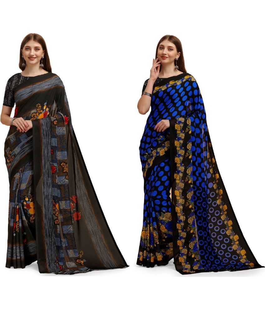     			LEELAVATI - Multicolor Georgette Saree With Blouse Piece ( Pack of 2 )