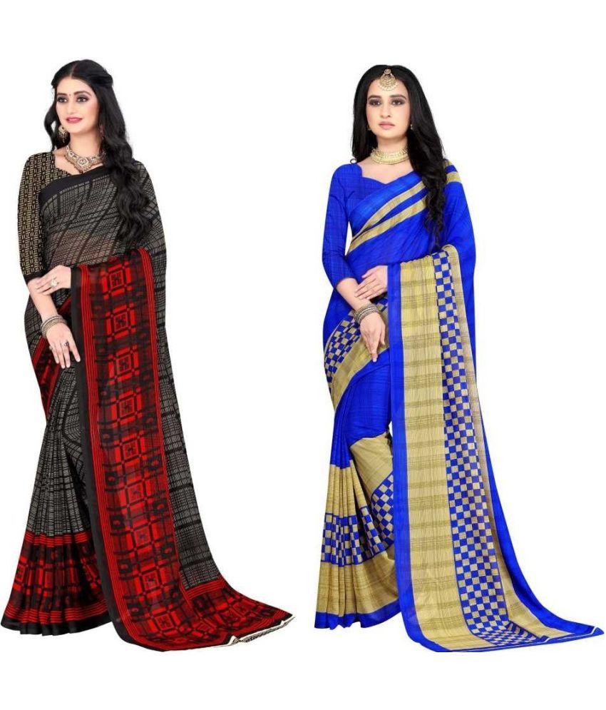     			LEELAVATI - Multicolor Georgette Saree With Blouse Piece ( Pack of 2 )