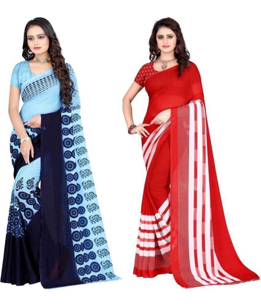     			LEELAVATI - Multicolor Georgette Saree With Blouse Piece ( Pack of 2 )