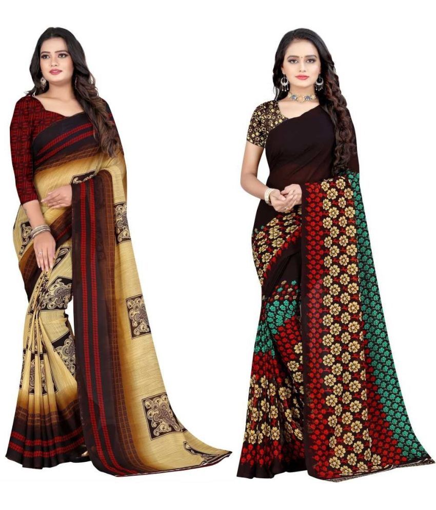     			LEELAVATI - Multicolor Georgette Saree With Blouse Piece ( Pack of 2 )