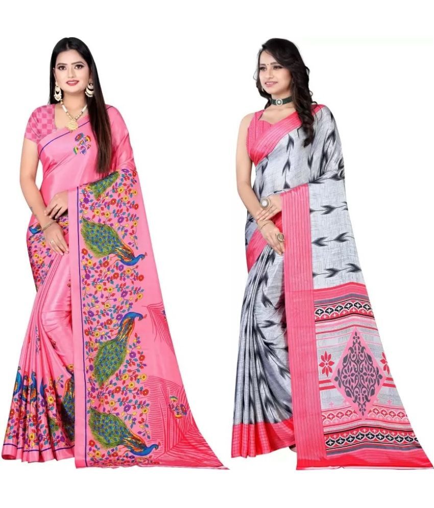     			LEELAVATI - Multicolour Crepe Saree With Blouse Piece ( Pack of 2 )