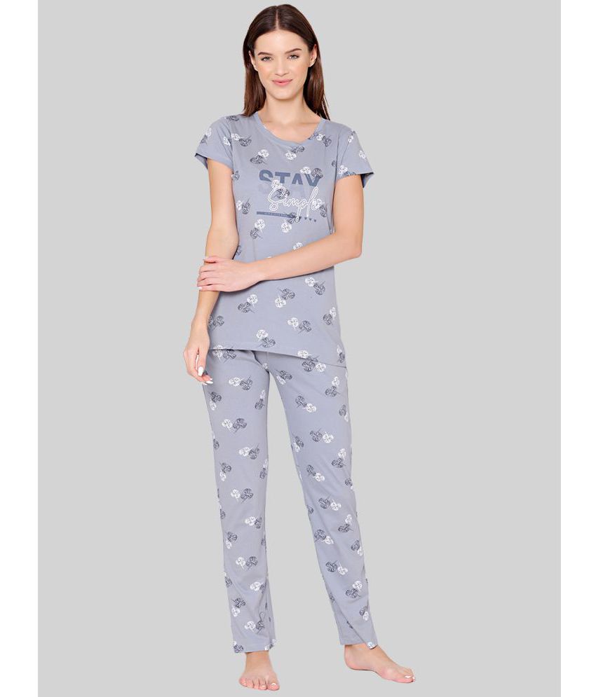     			Bodycare - Grey Cotton Women's Nightwear Nightsuit Sets ( Pack of 1 )