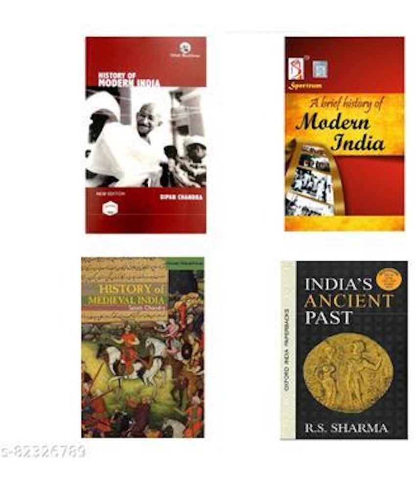    			(SET OF 4 BOOKS) History Of Modern India(Bipin Chandra)+ History of Medieval India Complete Book in English By Satish Chandra+ancient history (RS Sharma)+Spectrum Upsc Civil Services Books