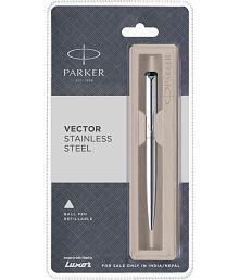 Parker Vector Stainless Steel Chrome Trim Ball Pen (Silver)