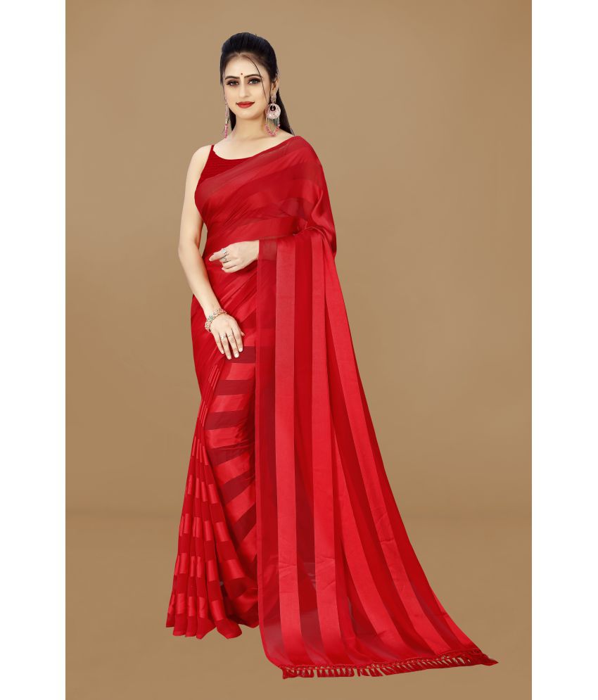     			ANAND SAREES - Red Satin Saree With Blouse Piece ( Pack of 1 )