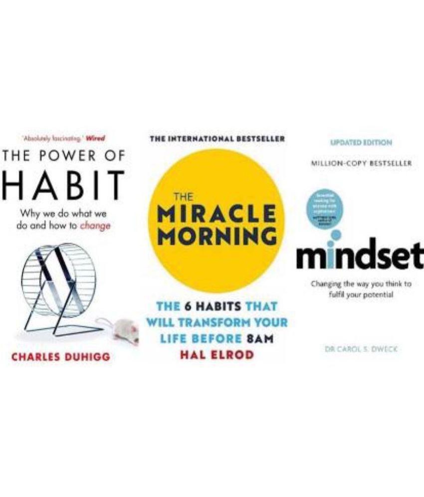     			Combo 3 Self-Help Book: The Miracle Morning, The Power Of Habit, Mindset Paperback