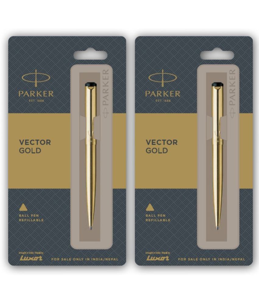     			Parker Vector Gold Two Ball Pen With Gold Trim Ball Pen (Pack Of 2, Blue)