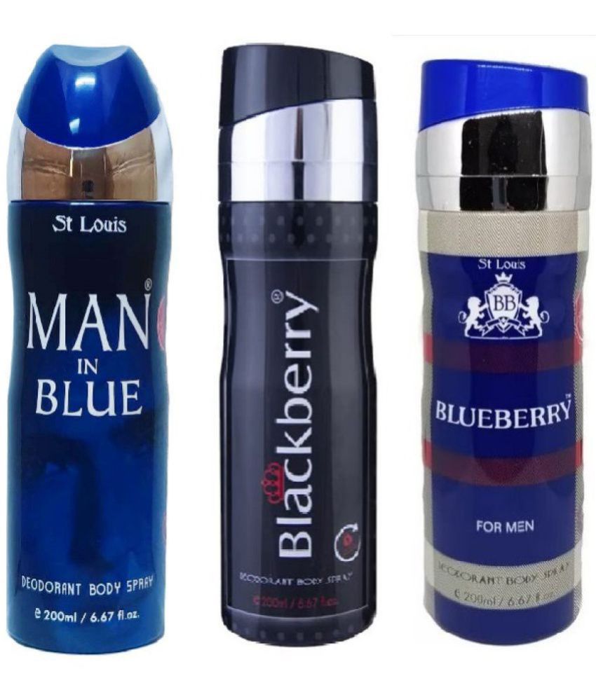     			St Louis - MAN IN BLUE, BLUE BERRY ,BLACKBERRY Deodorant Spray for Women,Men 600 ml ( Pack of 3 )