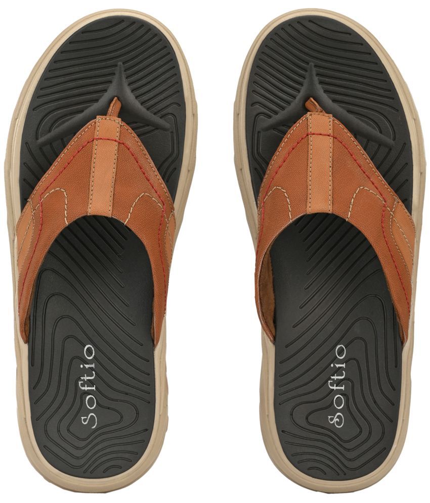     			softio - Beige Men's Thong Flip Flop