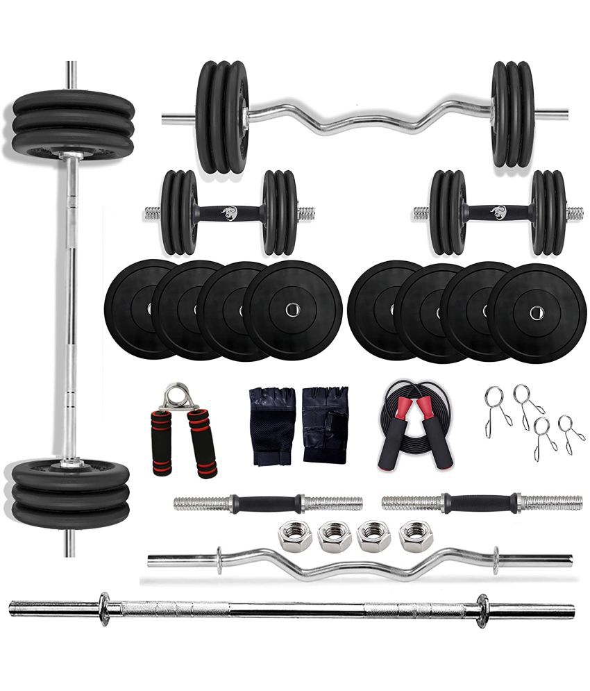     			BULLAR 40 KG  Rubber, Home Gym Combo, with 3Ft Curl, 5Ft Straight Rod (23mm)