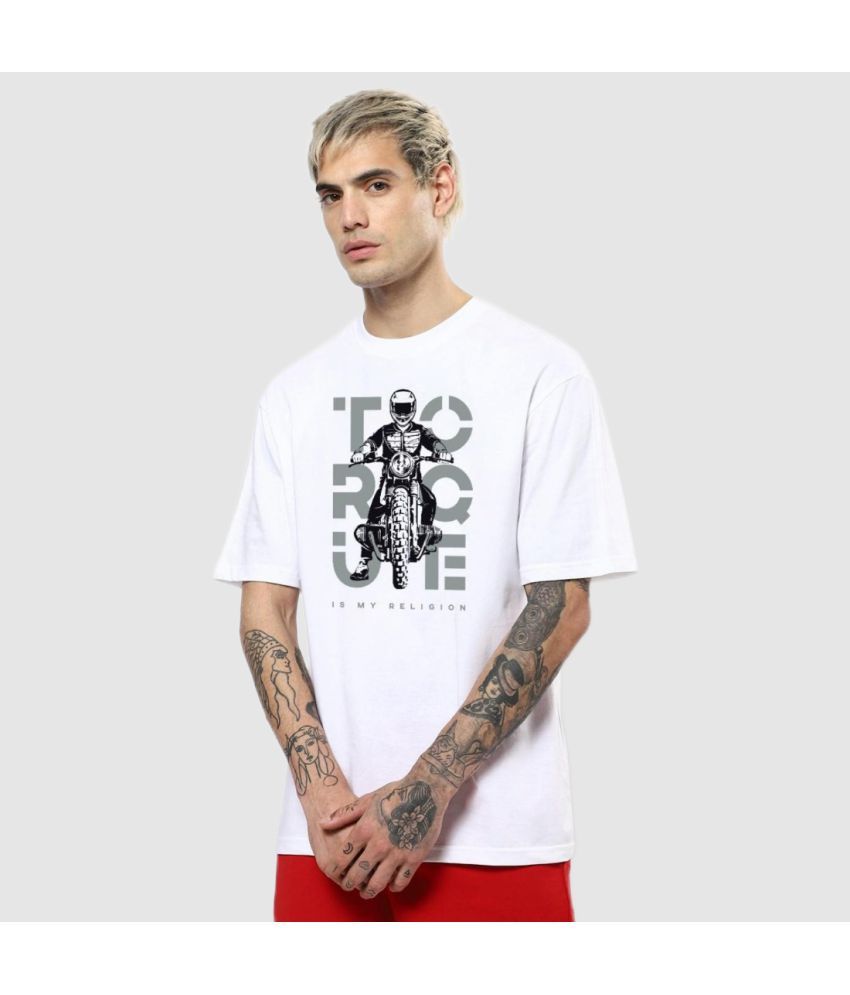     			Bewakoof - White Cotton Oversized Fit Men's T-Shirt ( Pack of 1 )