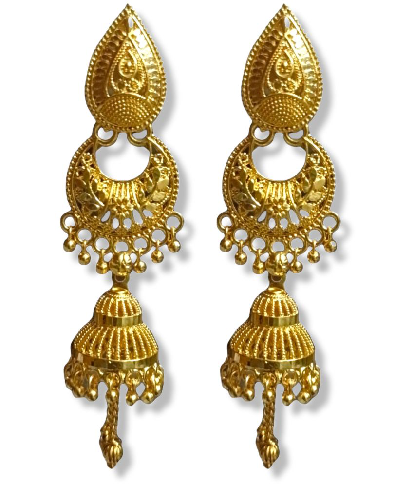     			Happy Stoning - Gold Jhumki Earrings ( Pack of 1 )