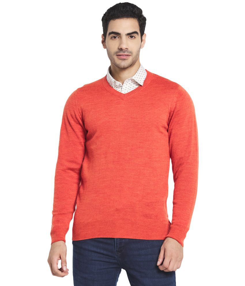     			Monte Carlo - Orange Woollen Blend Men's Regular Fit Pullover Sweater ( Pack of 1 )