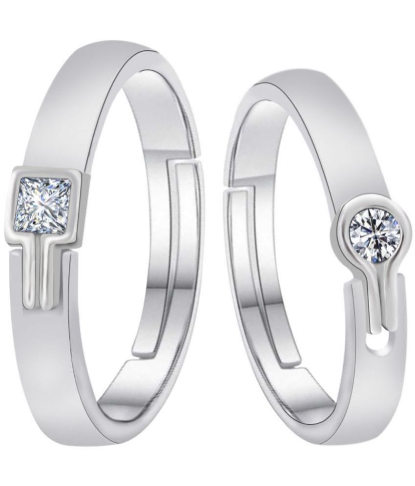     			Silver Shine - Silver Couple Ring ( Pack of 2 )