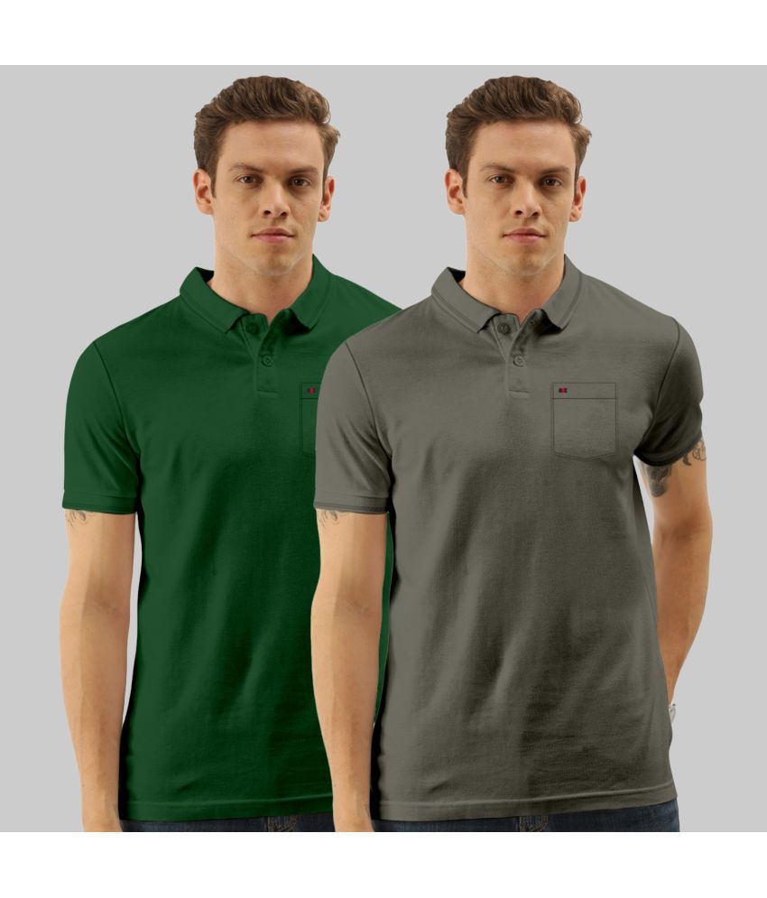     			TAB91 - Grey Cotton Slim Fit Men's Polo T Shirt ( Pack of 2 )