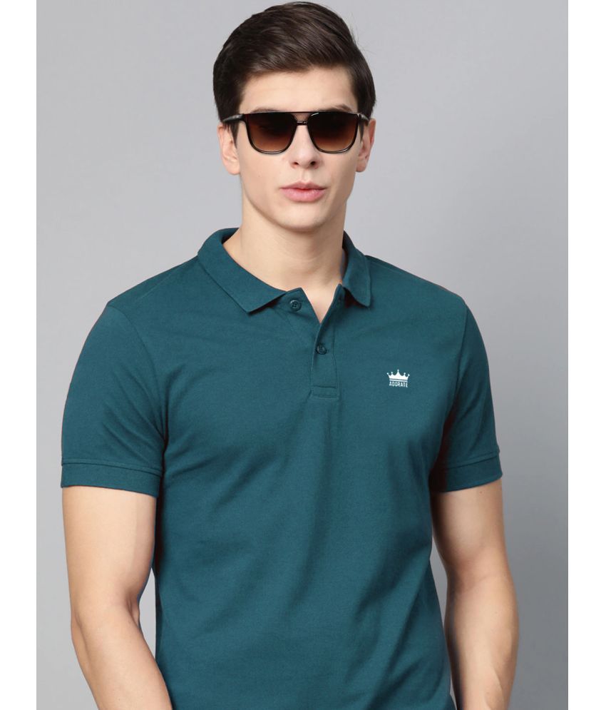     			ADORATE - Teal Blue Cotton Blend Regular Fit Men's Polo T Shirt ( Pack of 1 )