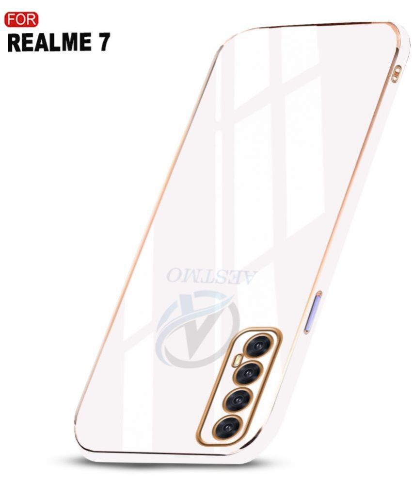     			AESTMO - White Silicon Plain Cases Compatible For Realme 7 ( Pack of 1 )