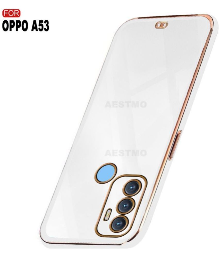     			AESTMO - White Silicon Plain Cases Compatible For Oppo A53 ( Pack of 1 )