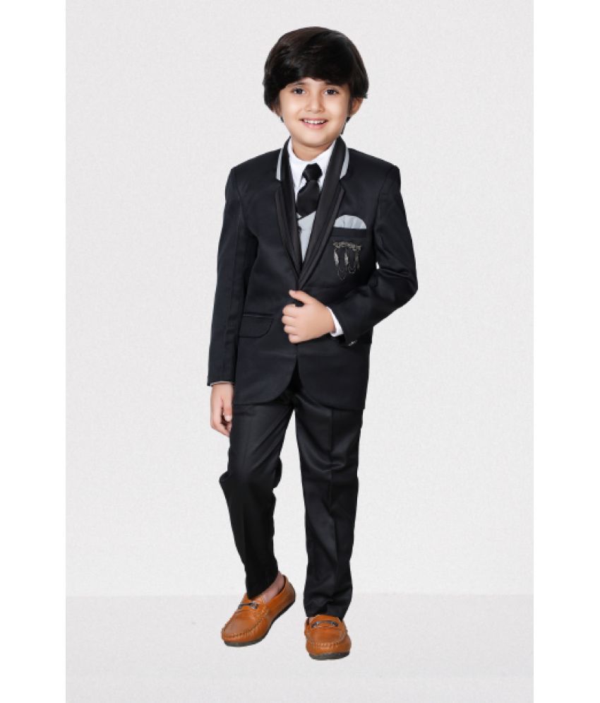     			DKGF Fashion - Black Polyester Boys Suit ( Pack of 1 )