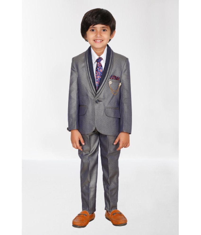     			DKGF Fashion - Navy Blue Polyester Boys Suit ( Pack of 1 )