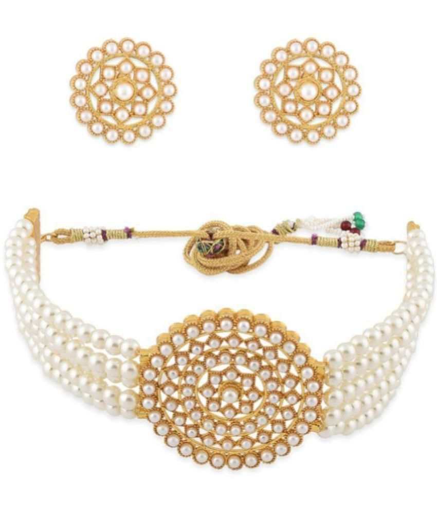     			PUJVI - White Alloy Necklace Set ( Pack of 1 )