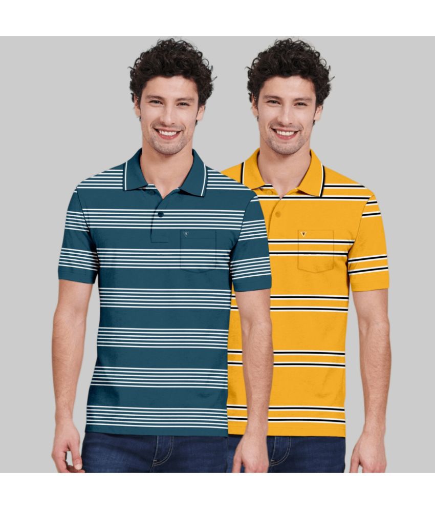     			TAB91 - Yellow Cotton Slim Fit Men's Polo T Shirt ( Pack of 2 )