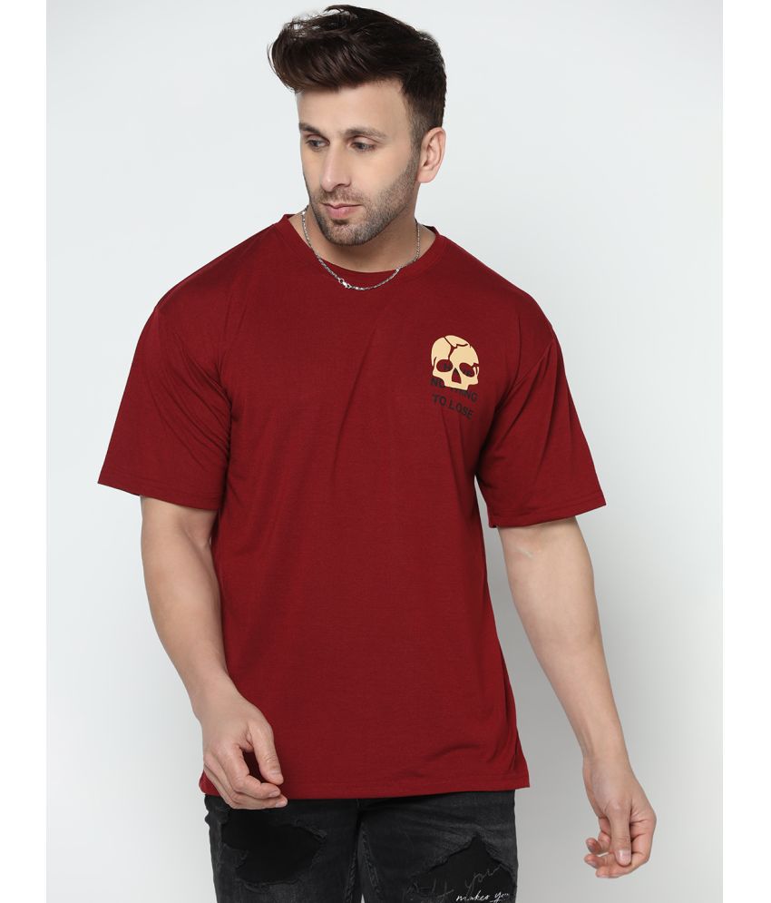     			Gritstones - Maroon Cotton Blend Oversized Fit Men's T-Shirt ( Pack of 1 )