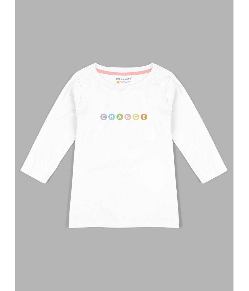     			HELLCAT - White Cotton Blend Girls T-Shirt ( Pack of 1 )