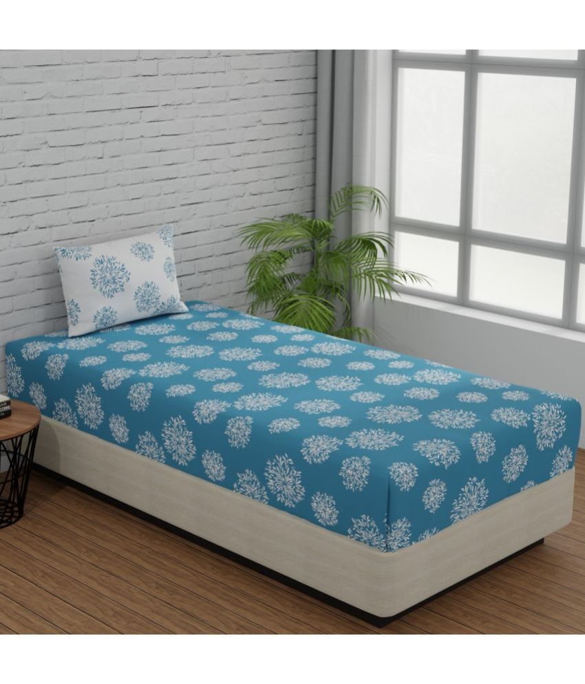     			Huesland - Light Blue Cotton Single Bedsheet with 1 Pillow Cover