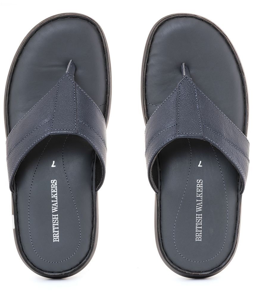     			Khadim's - Navy Blue Men's Leather Slipper