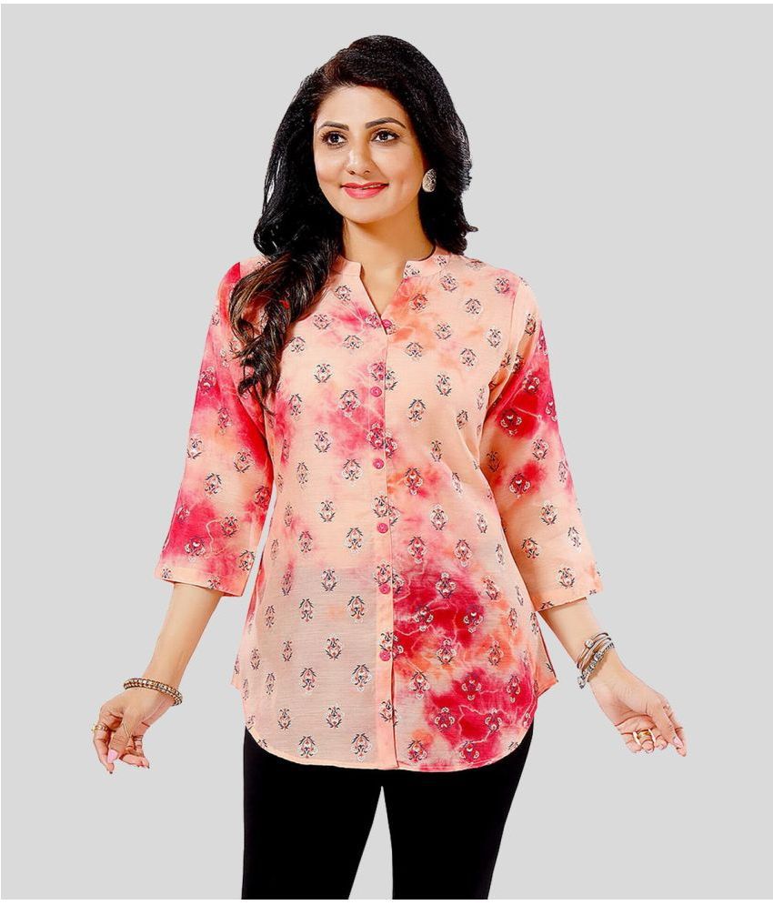     			Meher Impex - Pink Silk Women's Shirt Style Top ( Pack of 1 )