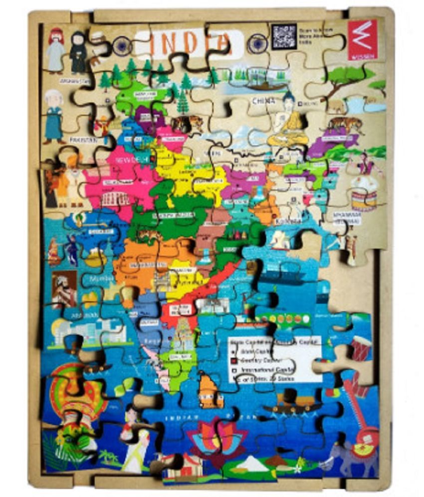     			WISSEN Wooden India MAP Jigsaw Puzzle – 12*18 inch for kids 3 years & above