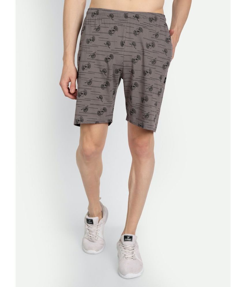     			Zeffit - Grey Melange Cotton Blend Men's Shorts ( Pack of 1 )