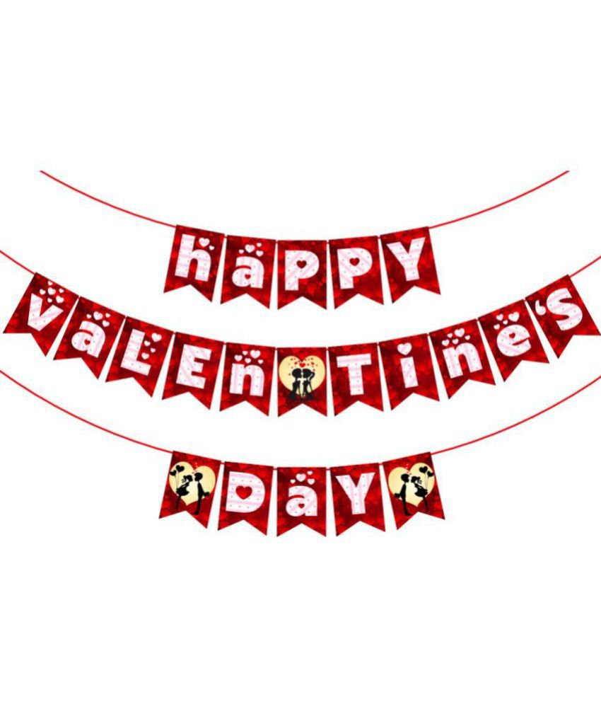     			Zyozi Happy Valentine's Day Banner Red Valentine's Day Bunting Banner Valentines Day Paper Banner for Home Wall Valentines Party Decorations Supplies